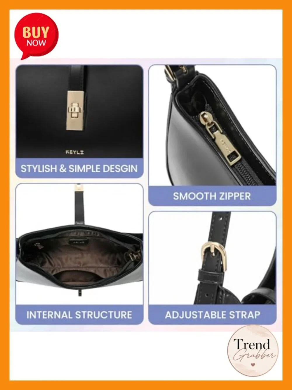 Vegan Leather Adjustable Hobo Shoulder Bag Crossbody Purse